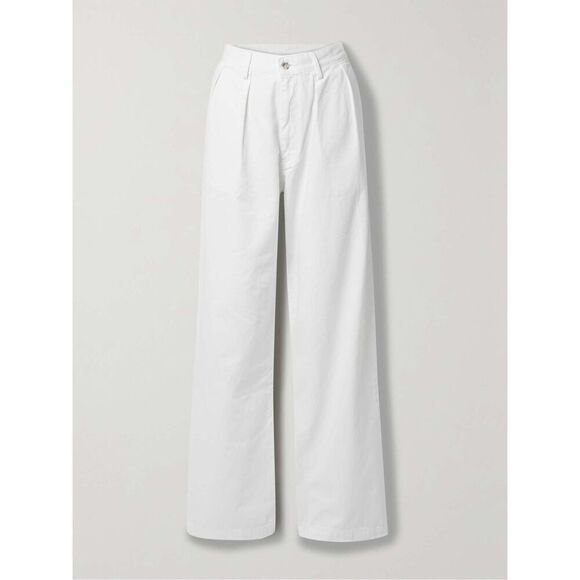 Denimist Pants - Denimist Women's White Wide Leg Relaxed Blair Double Pleated Pant Size 32 NWOT